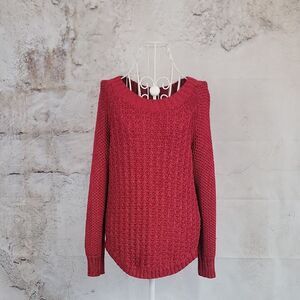 Calvin Klein Sweater Crocheted Knit Pullover - Red Womens Size S